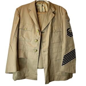 Vintage US Navy Master Chief Petty Officer Khaki Uniform Set Jacket & Pants CMCM